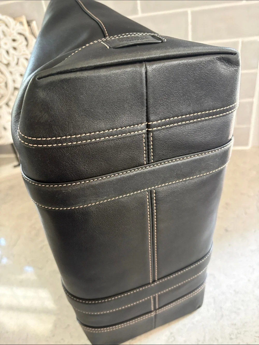 Coach Y2K Hampton black leather carryall Tote 6491 ~EXCELLENT